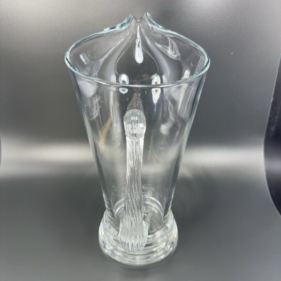 Vintage Clear Glass Crystal Pitcher Jug With Swirl Handle Made In Poland Glass - Picture 8 of 12
